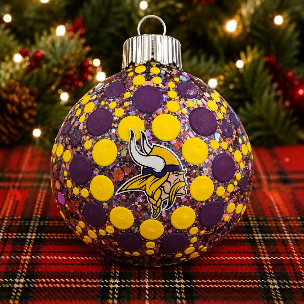 Hand-Painted Minnesota Vikings Christmas Ornament – Custom Orders Available